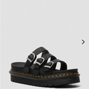 DR. MARTENS BLAIRE LEATHER SLIDE SANDALS